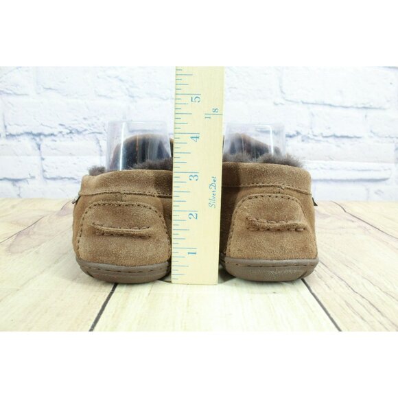 LL Bean Dark Brown Suede Wicked Good Shearling Lined Venetian Slippers Size 9 M - Picture 6 of 9